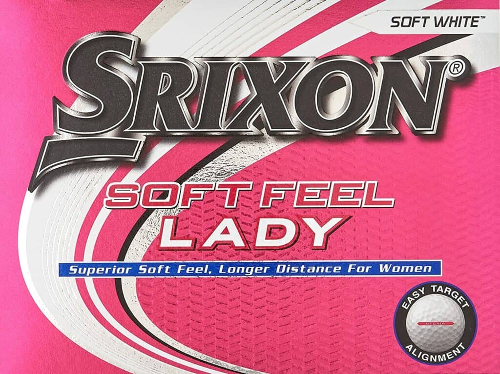 Best High Launch - Low Spin Golf Ball for Seniors.  The Srixon Soft Feel Golf Balls come in a bright pink box. 