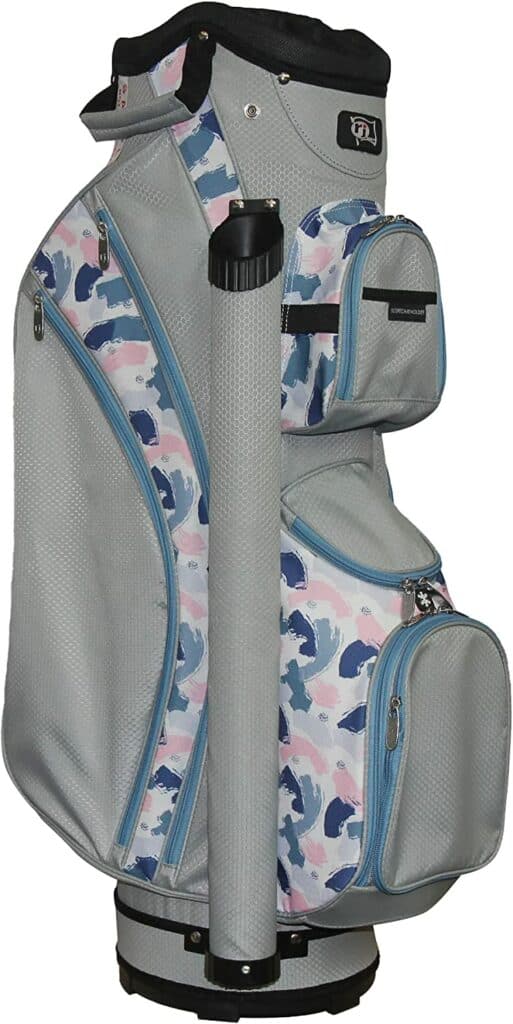RJ Sports Ladies 14 Slot Golf Bag.  It comes in a variety of colors, pink and grey shown. 