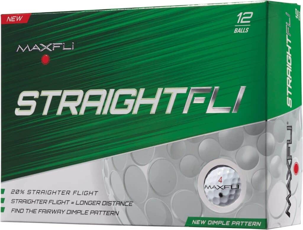 Best Premium Straightest Golf Ball - Maxfli StraightFli Golf Balls in a green box.  