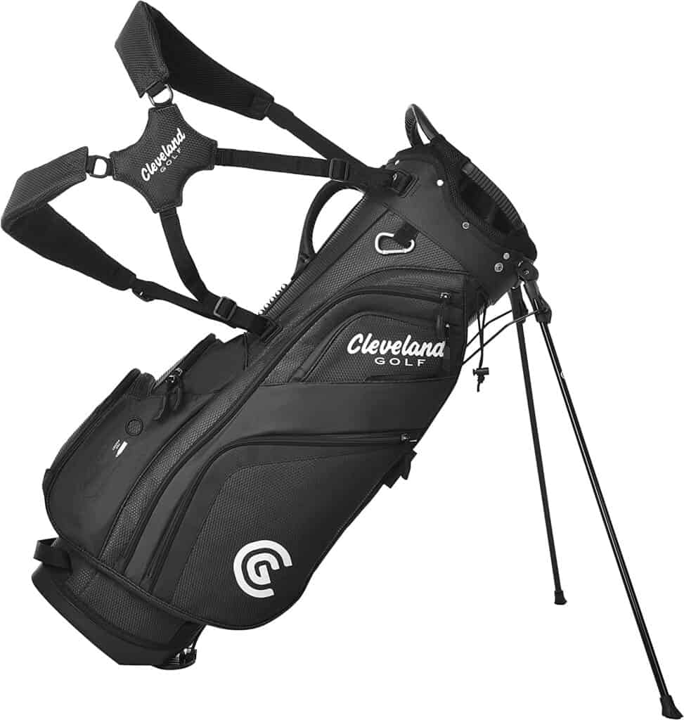 Cleveland 14 Slot Golf Bags, shown in black with a strap