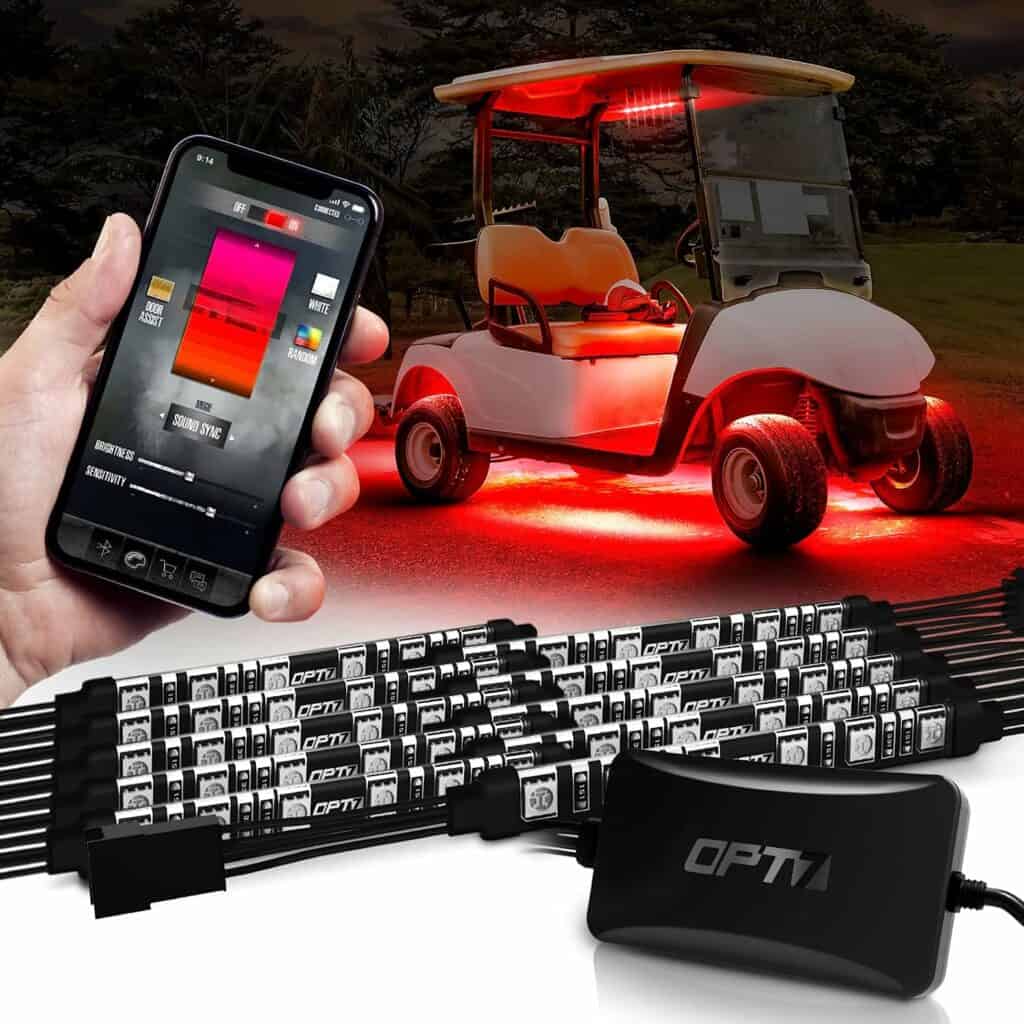 Best Bluetooth LED Lights for golf carts.  Best golf cart christmas lights.