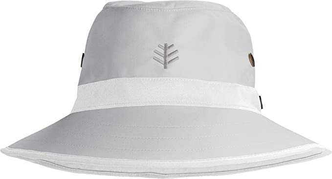 Coolibar UPF 50+ Matchplay Golf Hat Sun Protective; best golf hats for sun protection.  Shown in grey with white band