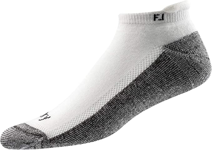 FootJoy Pro Dry Roll Socks comes in a variety of colors.  Showing white with grey bottom.
