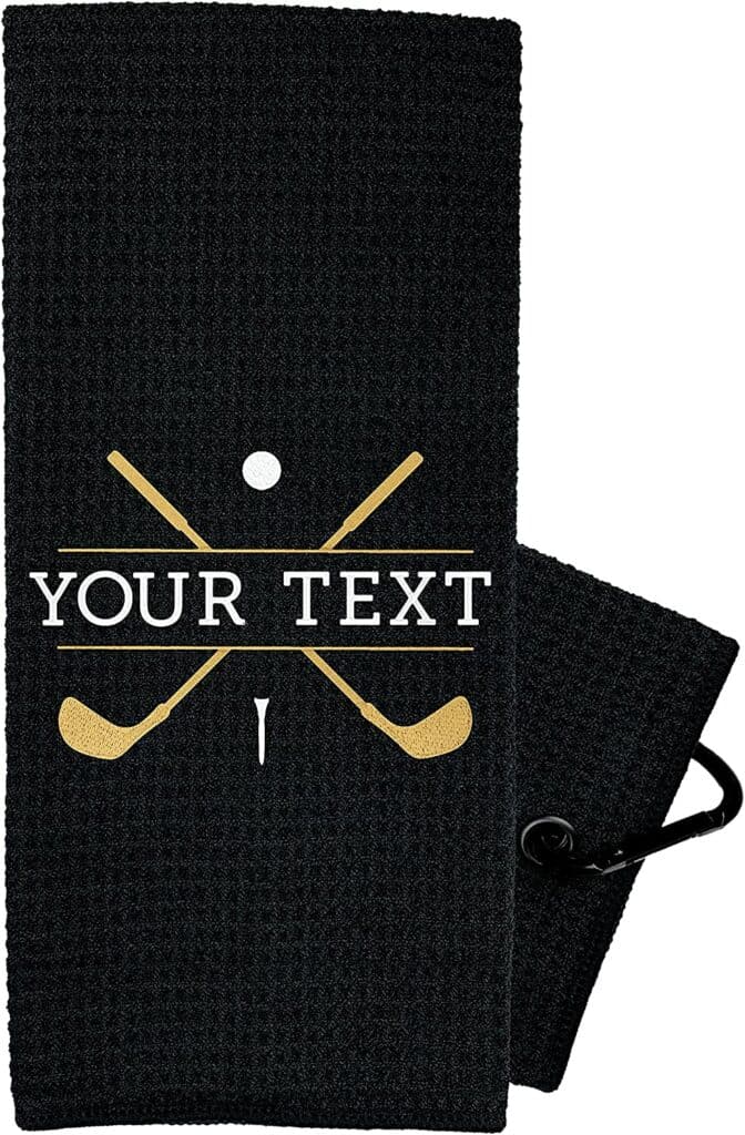 personalized golf towels - shown in black