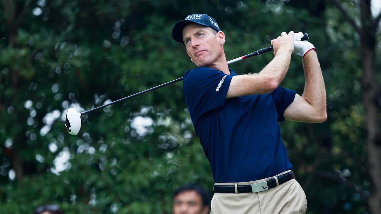 Jim Furyk 2011 Jim Furyk of USA hits a ball during the second round of WGC-HSBC Champions golf tournament at the Sheshan International course in Shanghai on November 4, 2011. Local Caption. Photo by ChinaImages